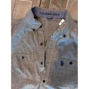 U.S. POLO ASSN. Mens Long Sleeve Button Down Shirt Two Pocket Gray‎ Small